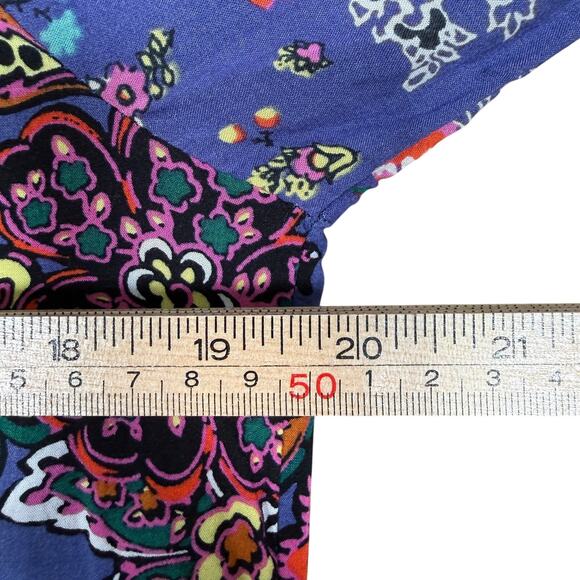 Anthropologie Diana Pintucked Boho Floral Ruffle Hem Dress | Blue | Small - Picture 6 of 11